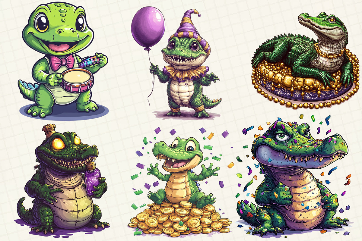 Mardi Gras Crocodile Clipart, an Illustration by OK Design (Photo 4 of 5)