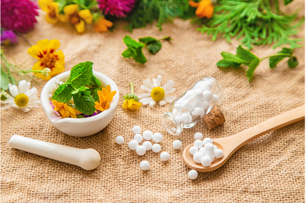Homeopathy. Herbal extracts in small