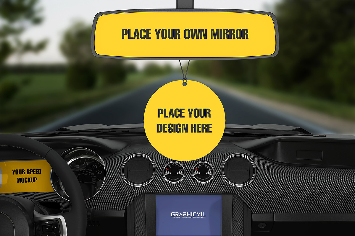 6 Car air freshener Mockup Aroma, a Merchandise Mockup by GraphicVil (Photo 6 of 11)