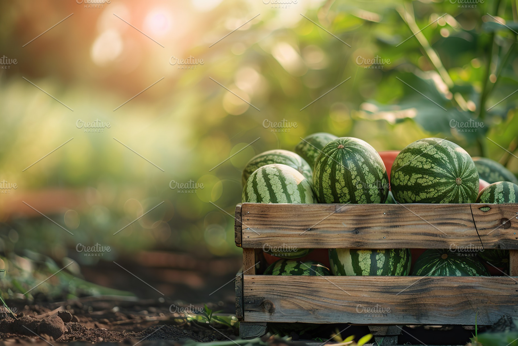 Watermelons in wooden crate, a Food & Drink Photo by AlyaAnd