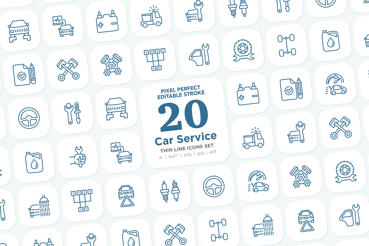 Car Service 20 Pixel Perfect Icons, an Outline Icon by Alex Blogoodf (Photo 1 of 11)