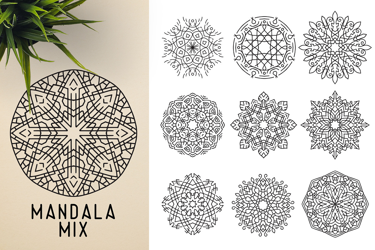 300 Vector Mandala Ornaments, a Decorative Illustration by pixaroma (Photo 31 of 49)