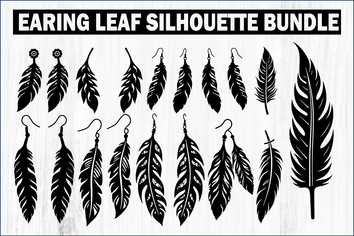 Leaf Earring Silhouette Bundle, a Graphic by abu67222 (Photo 1 of 9)