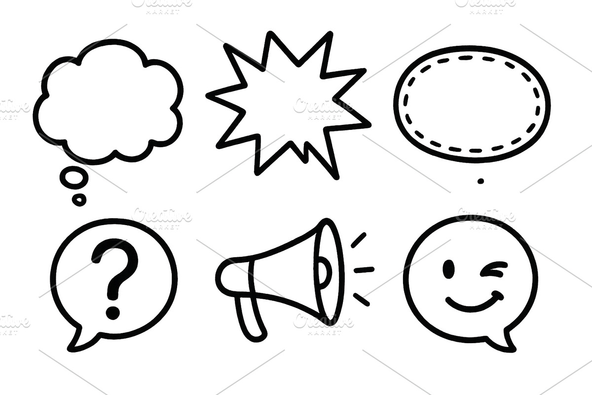 Various speech bubbles and symbols, an Object Illustration by ZinetroN