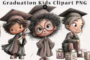 Graduation Kids Clipart PNG, a Seasonal Illustration by CreationArt (Thumbnail 1 of 5)