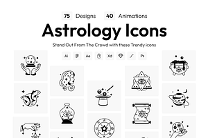 Animated Astrology Icon Set, an Outline Icon by Vectors Market