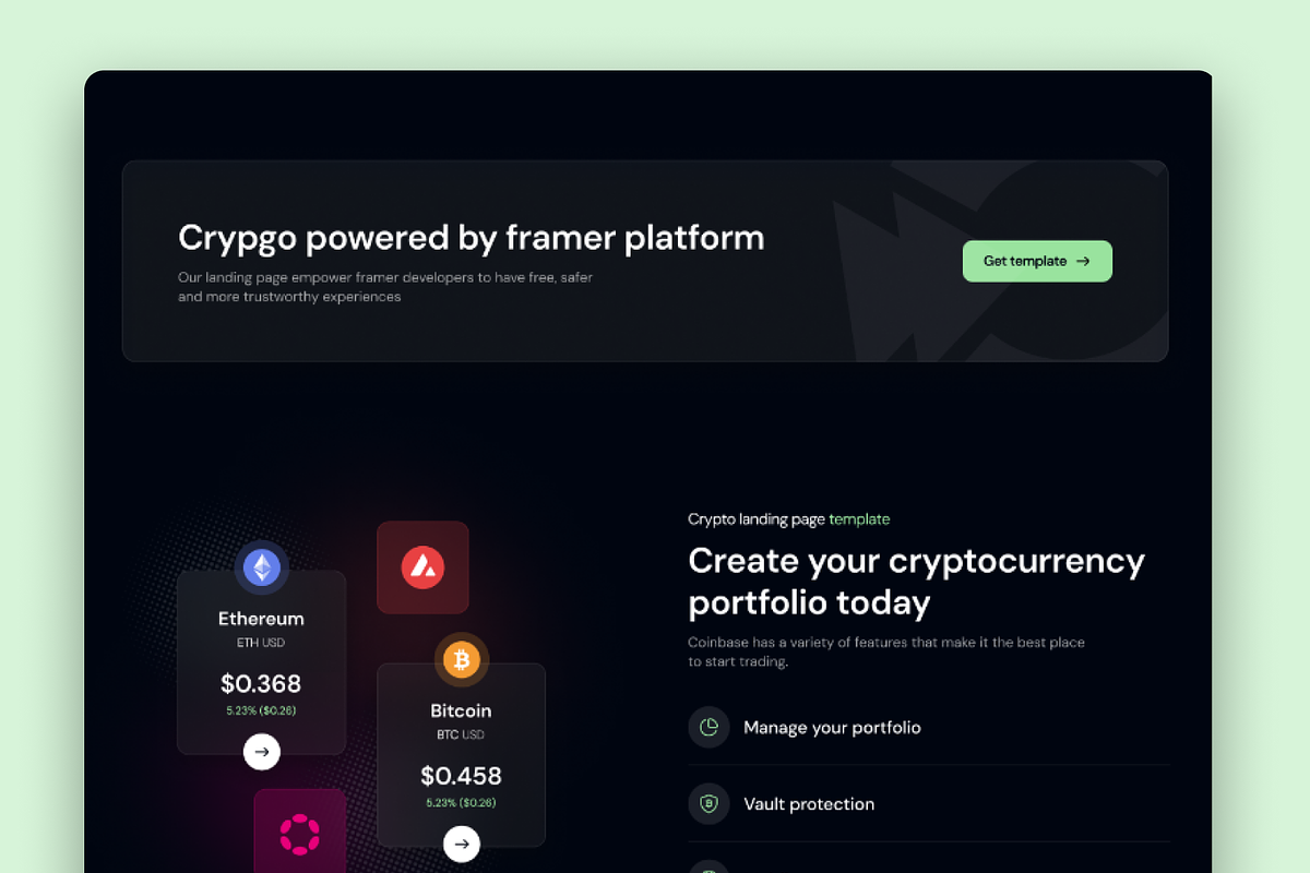 Crypgo Framer Landing Page Template, a Landing Page Template by WrapPixel (Photo 6 of 8)