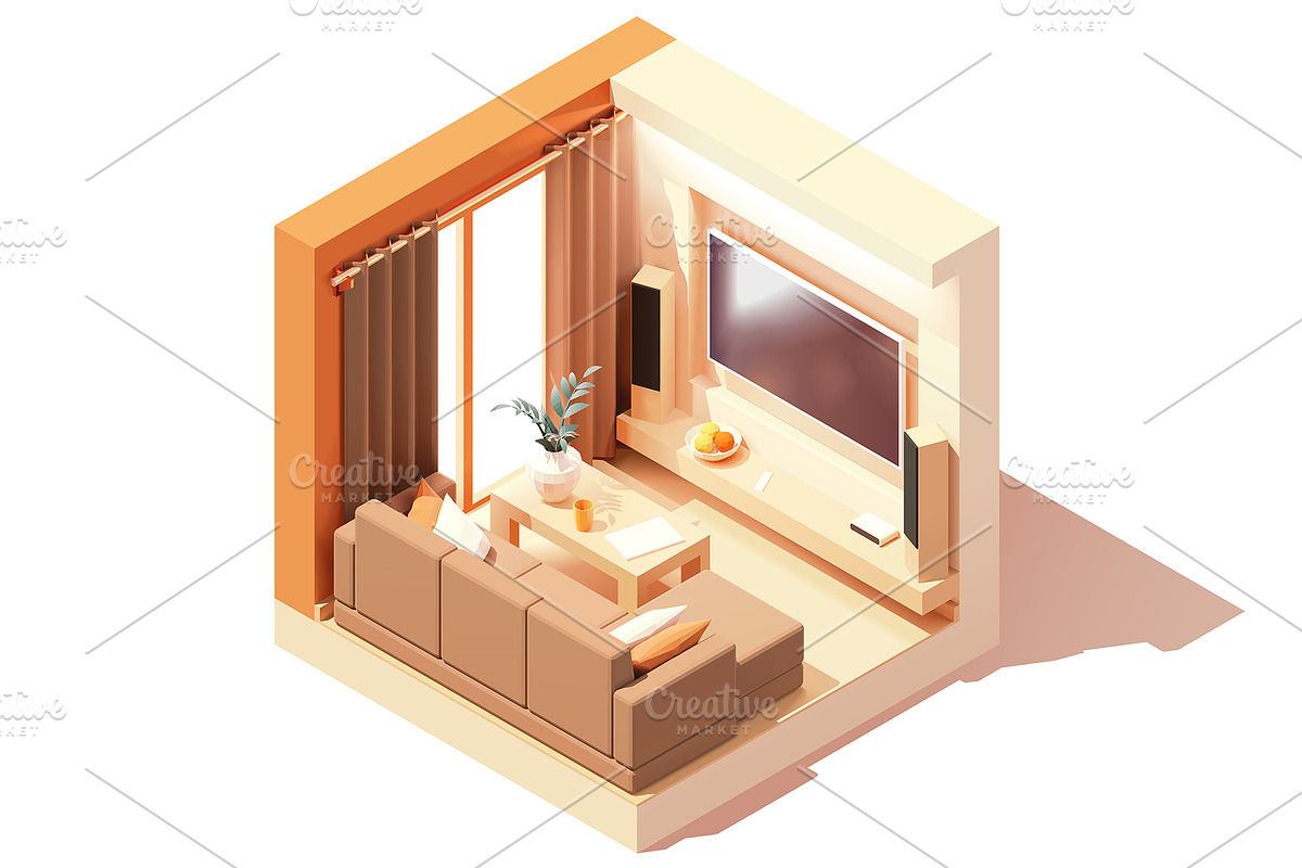 Vector isometric rooms, a Decorative Illustration by tele52 (Photo 20 of 23)