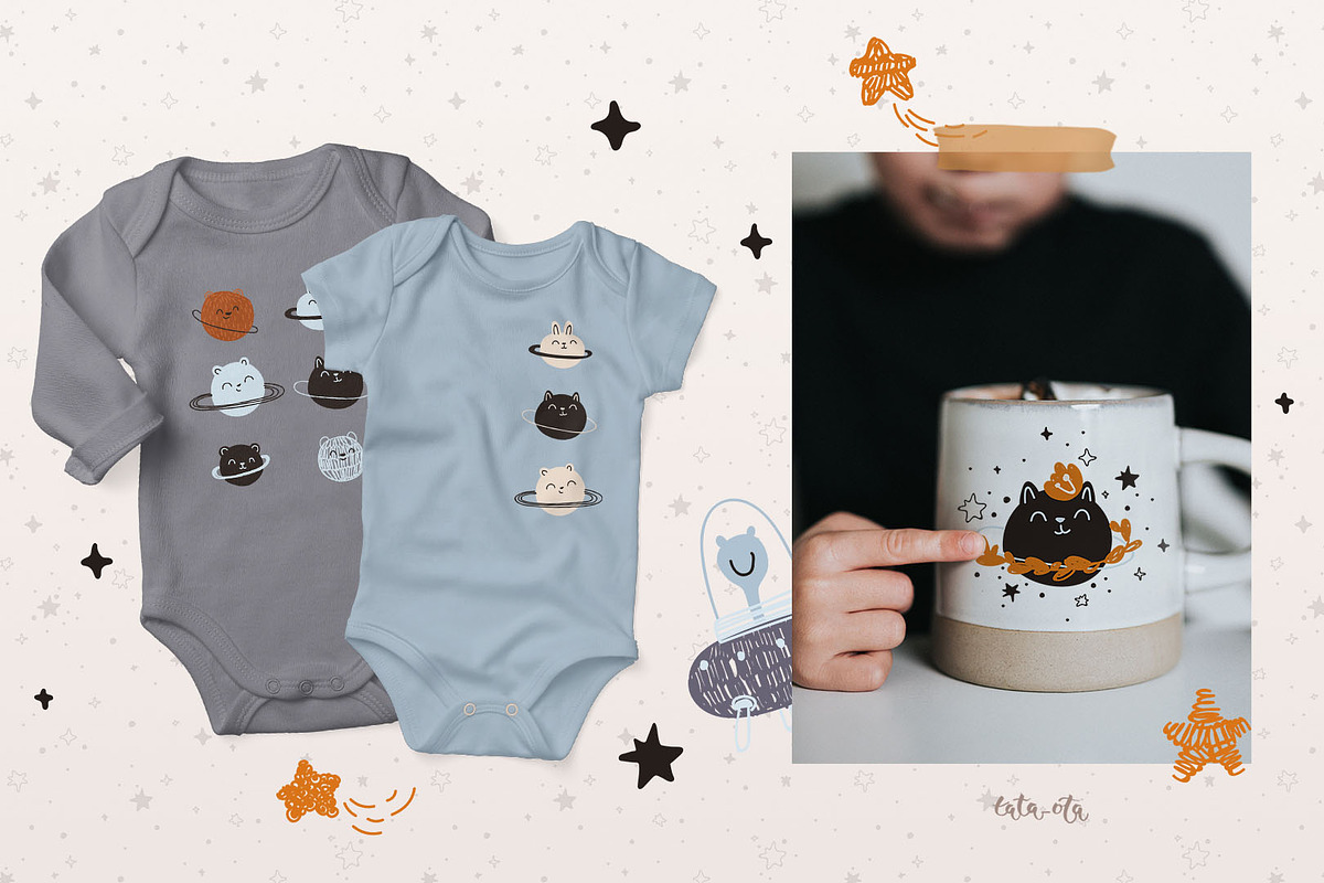 Space. Little astronauts, an Animal Illustration by tata_ota (Photo 10 of 13)