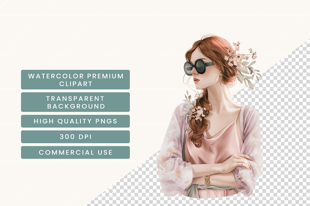Watercolor Soft Pink Girl Clipart, a Person Illustration by BusyDaydesign (Photo 7 of 9)