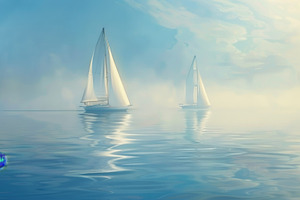 Sailboats in the distance navigating, a Photo by Iftikhar Alam