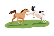 Horses together outdoors set, an Animal Illustration by Good Studio (Thumbnail 2 of 5)