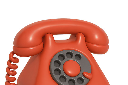 Retro red rotary telephone isolated