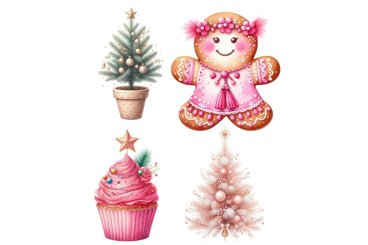 Pink Christmas Boho Watercolor, an Illustration by Designworld (Photo 5 of 5)