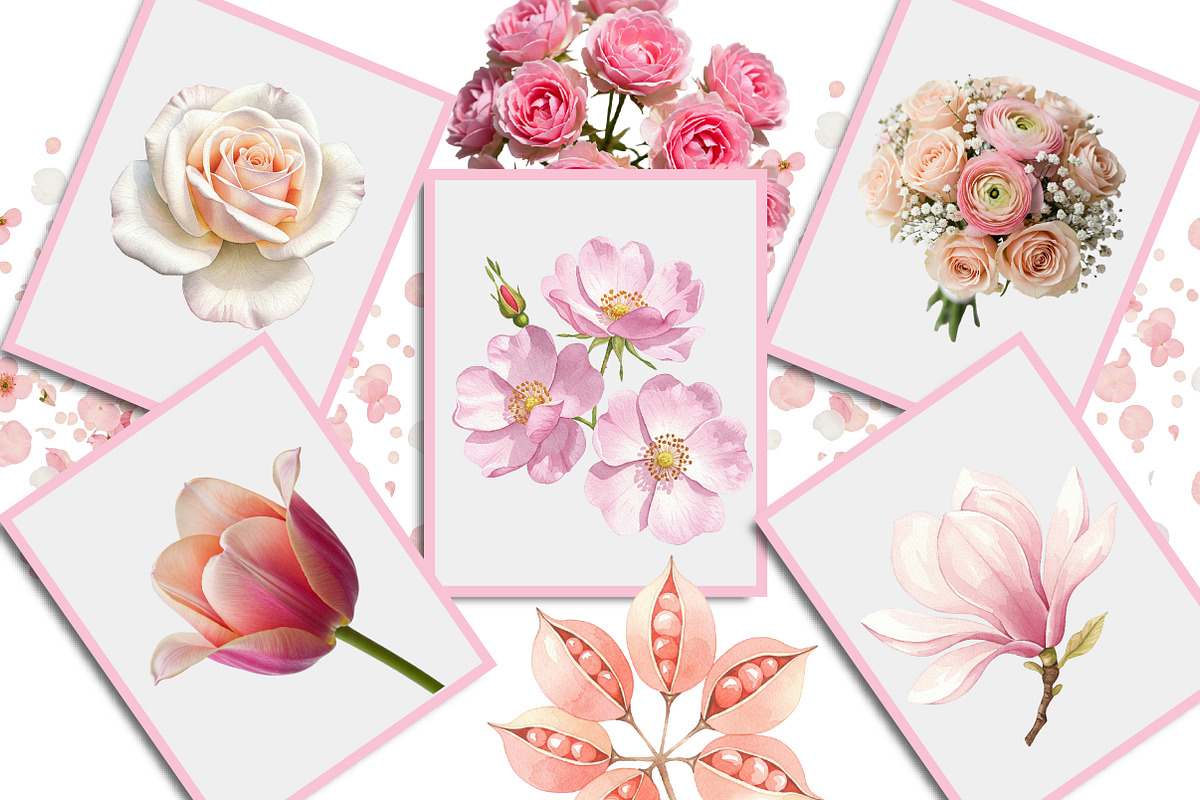 Blush Watercolor Floral Elements, an Illustration by Creative Art (Photo 7 of 9)