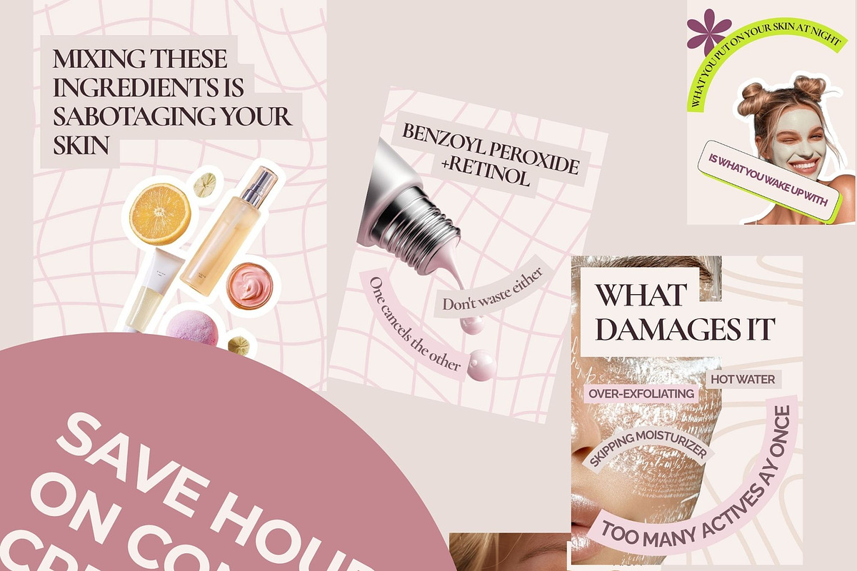 Skincare Canva Instagram Carousel, a Social Media Template by MOAROShop (Photo 5 of 10)