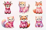 Pink Animals Christmas Clipart, an Illustration by Dream Creation (Thumbnail 5 of 7)