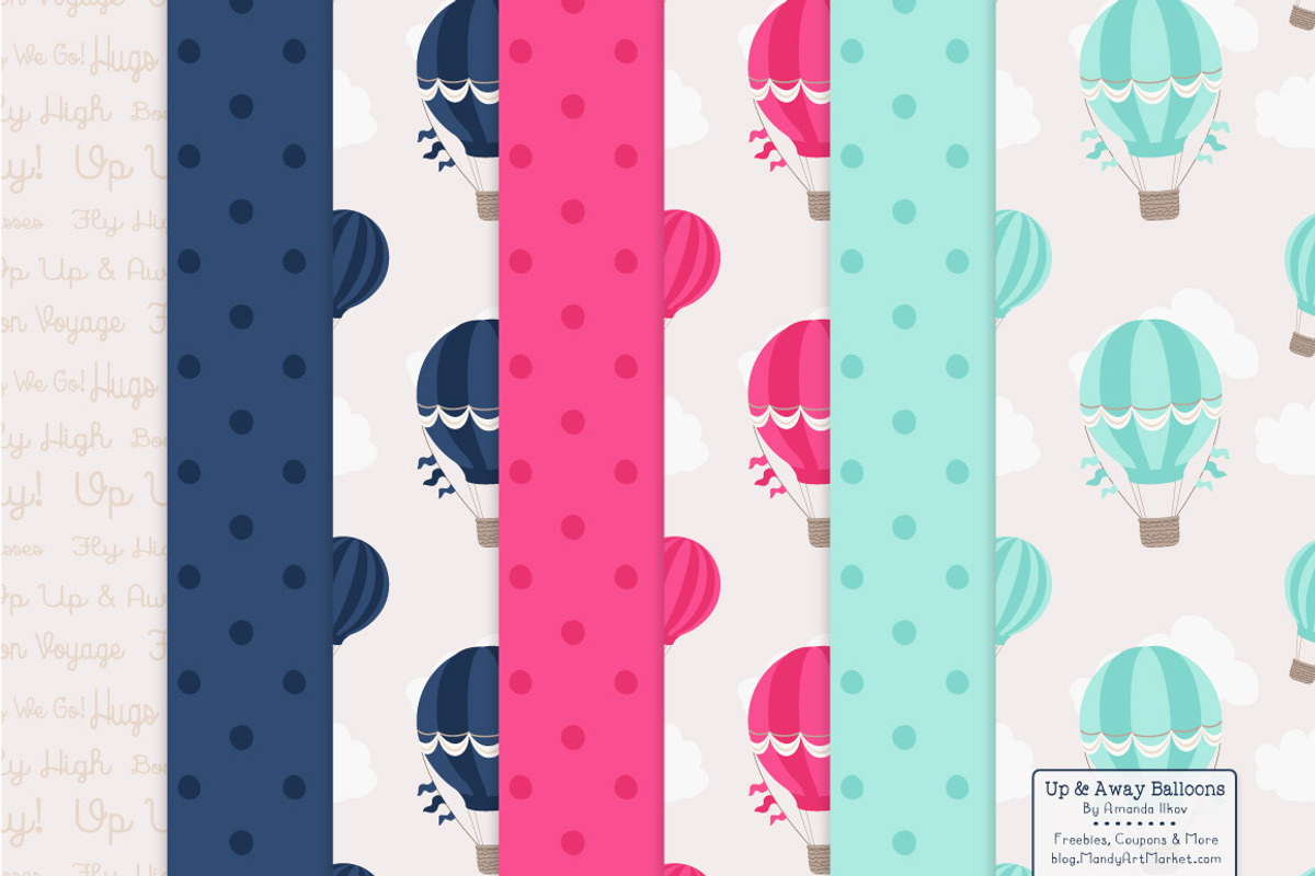 Navy & Hot Pink Hot Air Balloons, an Illustration by Amanda Ilkov (Photo 5 of 5)