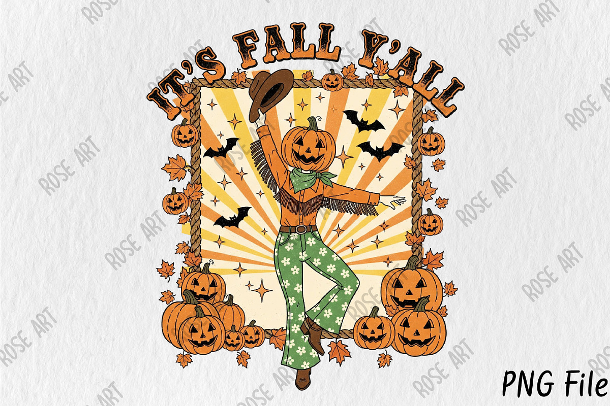 It's Fall Y'all Pumpkins Sublimation, a Seasonal Illustration by Rose Art (Photo 1 of 5)