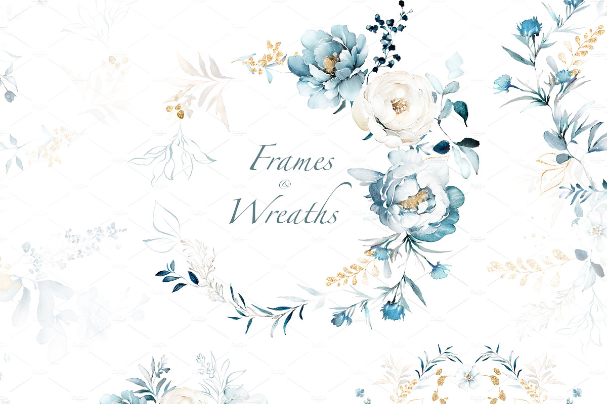 watercolor Blue flowers, Patterns, a Decorative Illustration by Lisima (Photo 5 of 14)