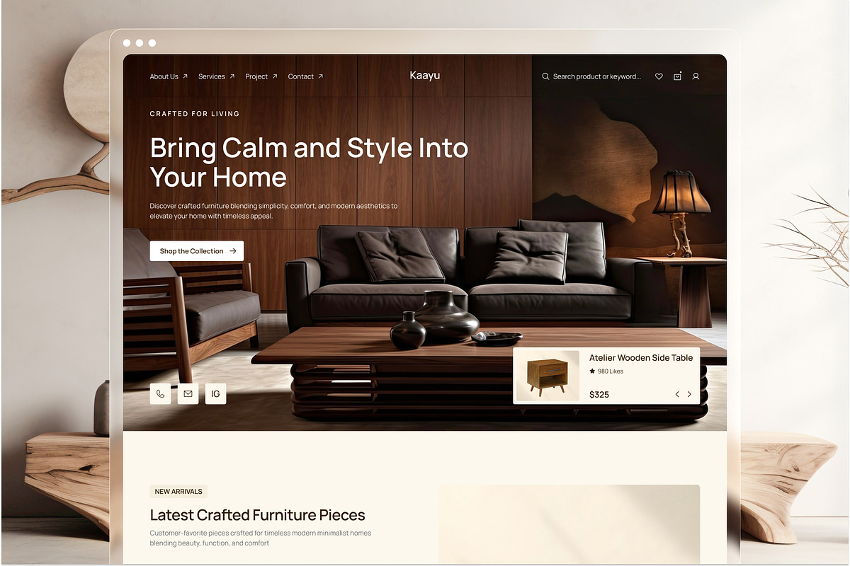 Kaayu - Furniture Website UI Figma, an UI Kit Template by peterdraw (Photo 1 of 7)