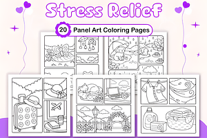Stress Relief Panel Art Coloring Pag, a Decorative Illustration by Coco Bloom