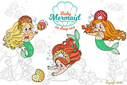 Baby mermaid in deep sea, an Illustration by Azuzlikus (Thumbnail 2 of 11)