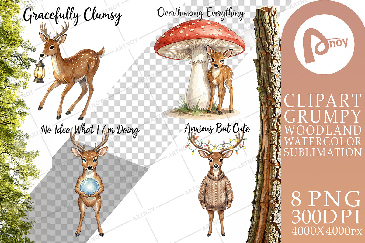 Grumpy Woodland Hygge Sublimation, a Decorative Illustration by Artnoy (Photo 8 of 18)
