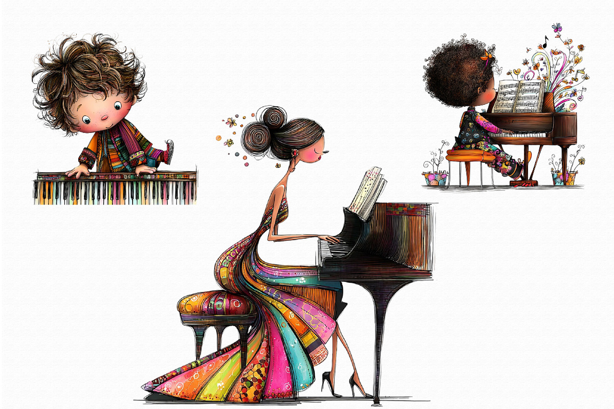 Playing Piano ClipArt, an Illustration by Libby Wishes (Photo 4 of 7)