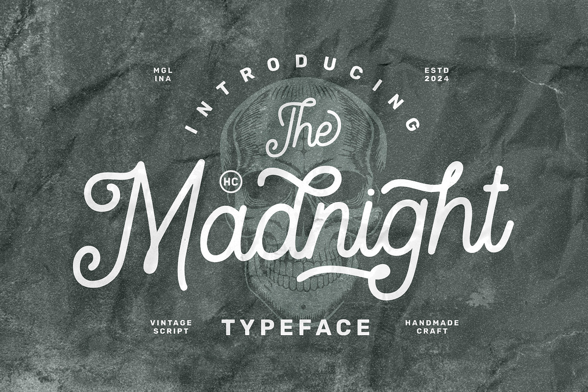 HC - Madnight Vintage Script, a Script Font by Hasbi Creative (Photo 1 of 9)