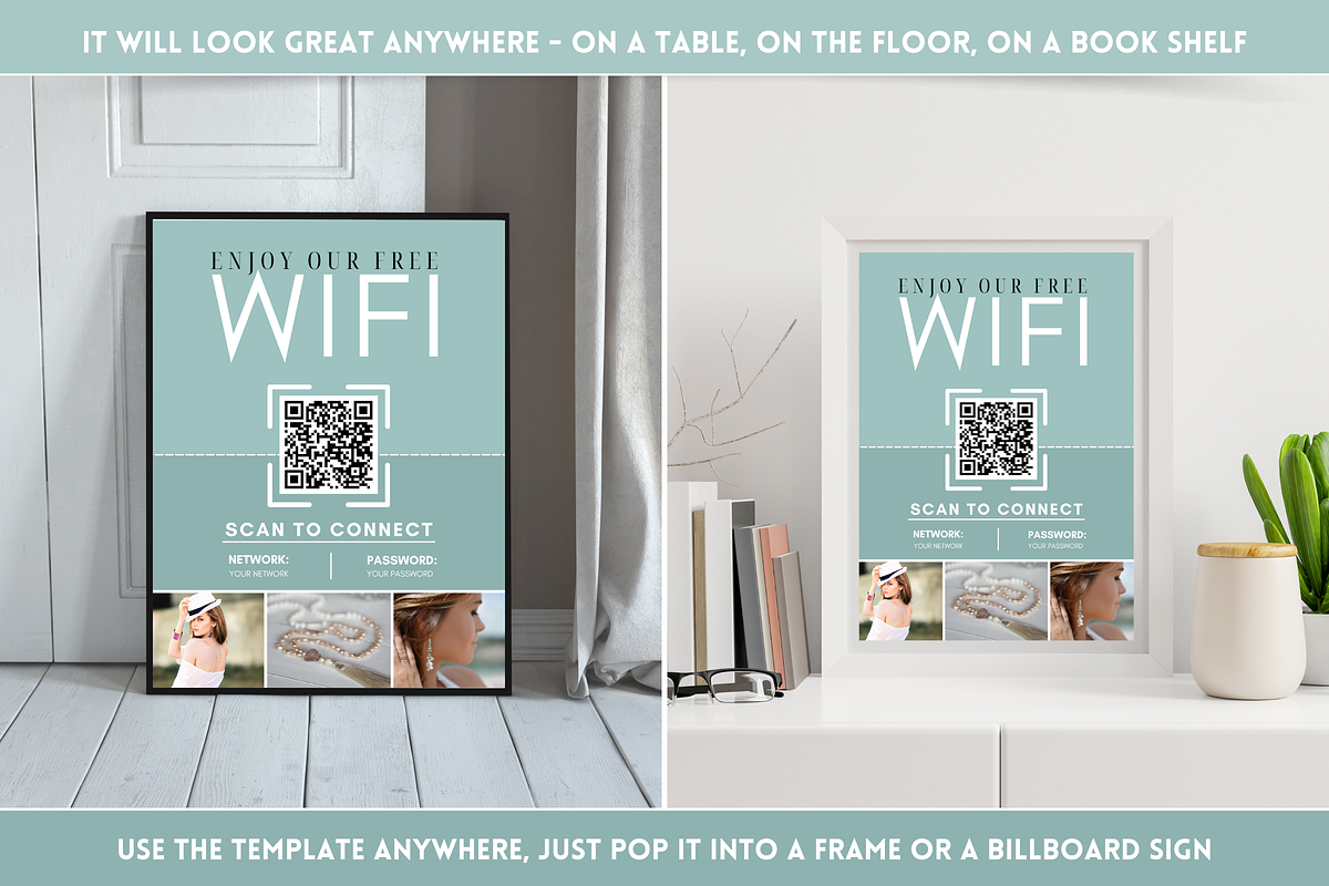 WiFi QR Code Sign - Green, a Marketing Template by SunshineStudioBoutique (Photo 4 of 10)