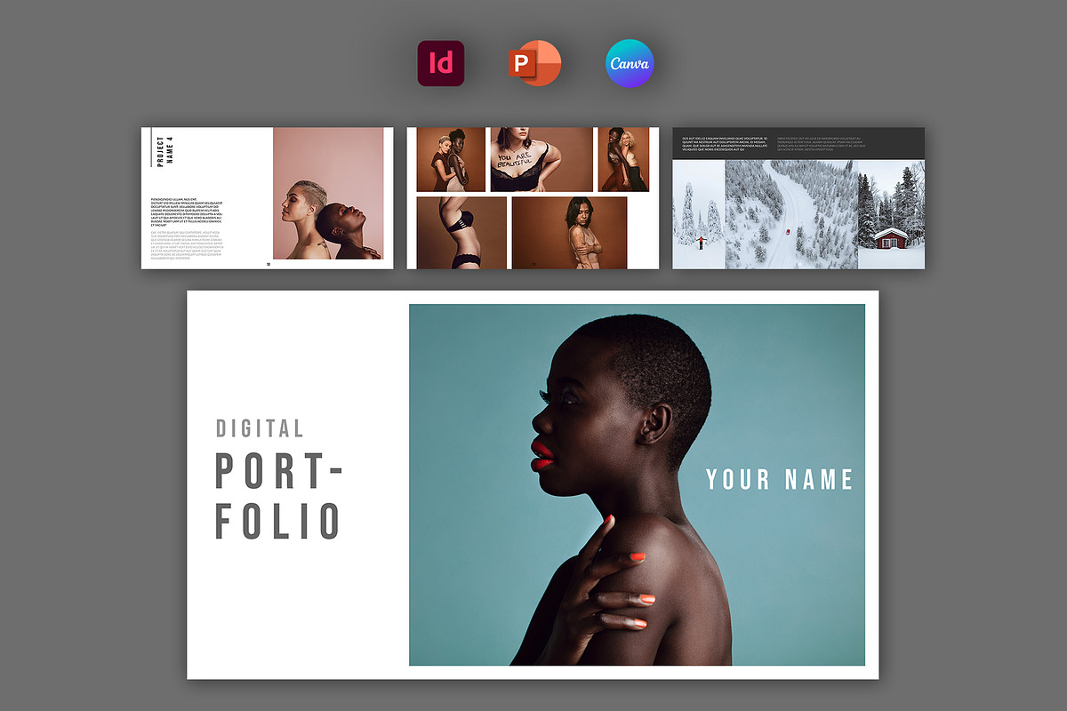 Digital Portfolio (INDD, PPT, Canva), a Presentation Template by tomsarraipodesign (Photo 1 of 21)