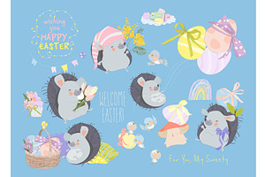 Happy Easter Set with Funny, an Object Illustration by Maria Starus