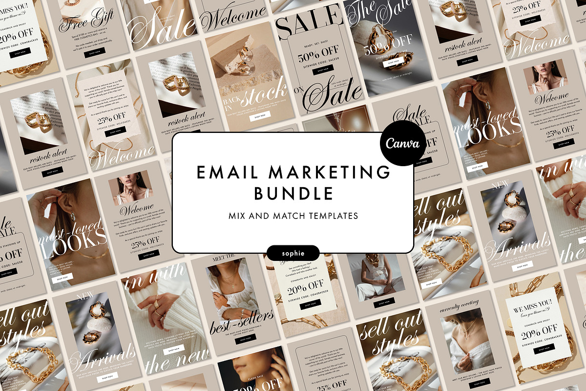 Modern Jewelry Email Template Bundle, an Email Template by KikiBunnyCreative (Photo 1 of 13)