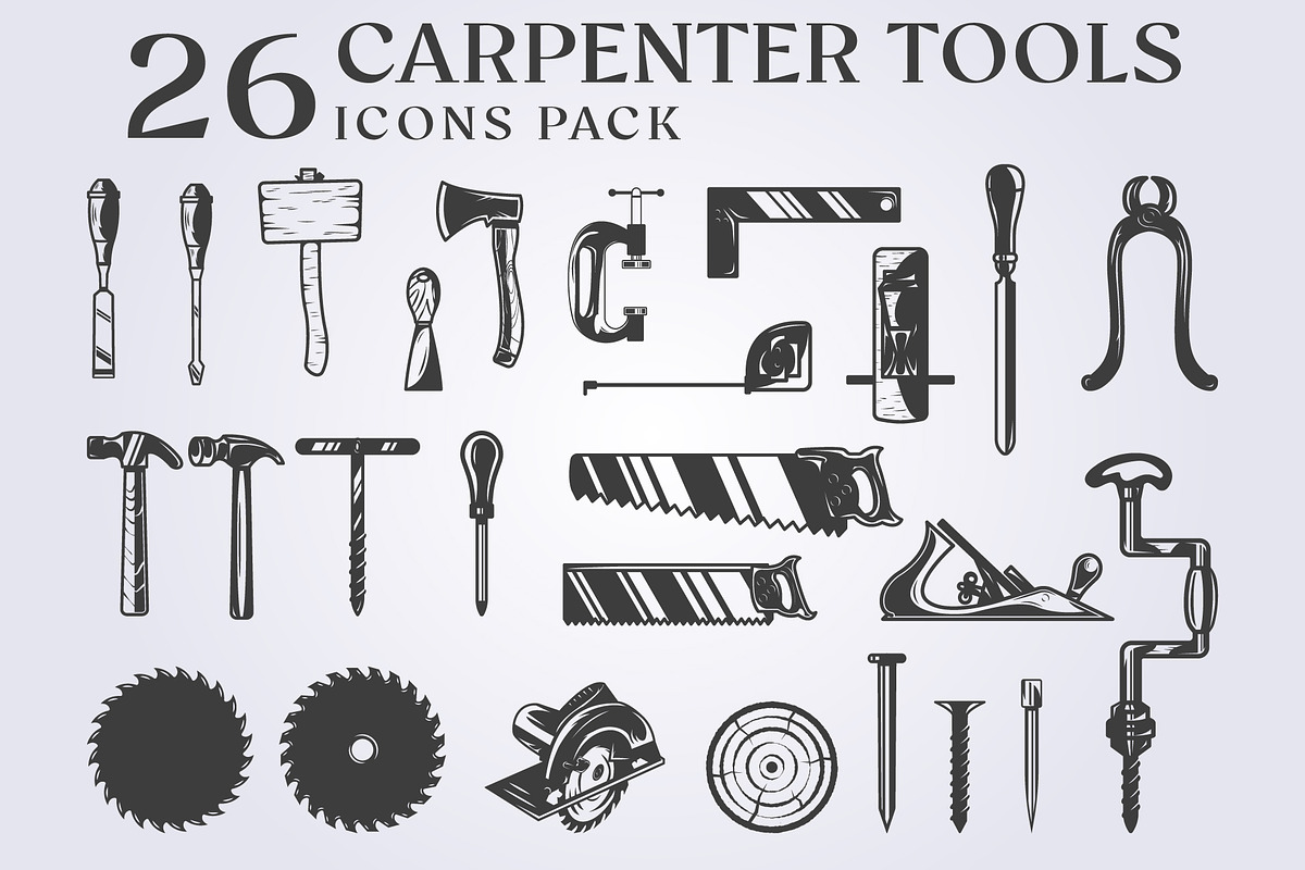 set of carpenters tool illustration, a Work Illustration by Lodzrov