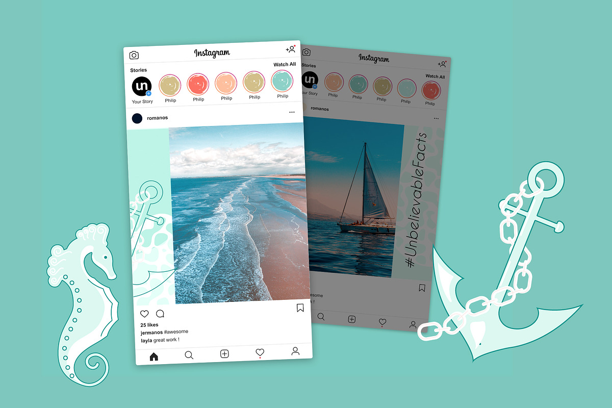 Sea Instagram puzzle, a Social Media Template by Lucky Shop (Photo 4 of 5)