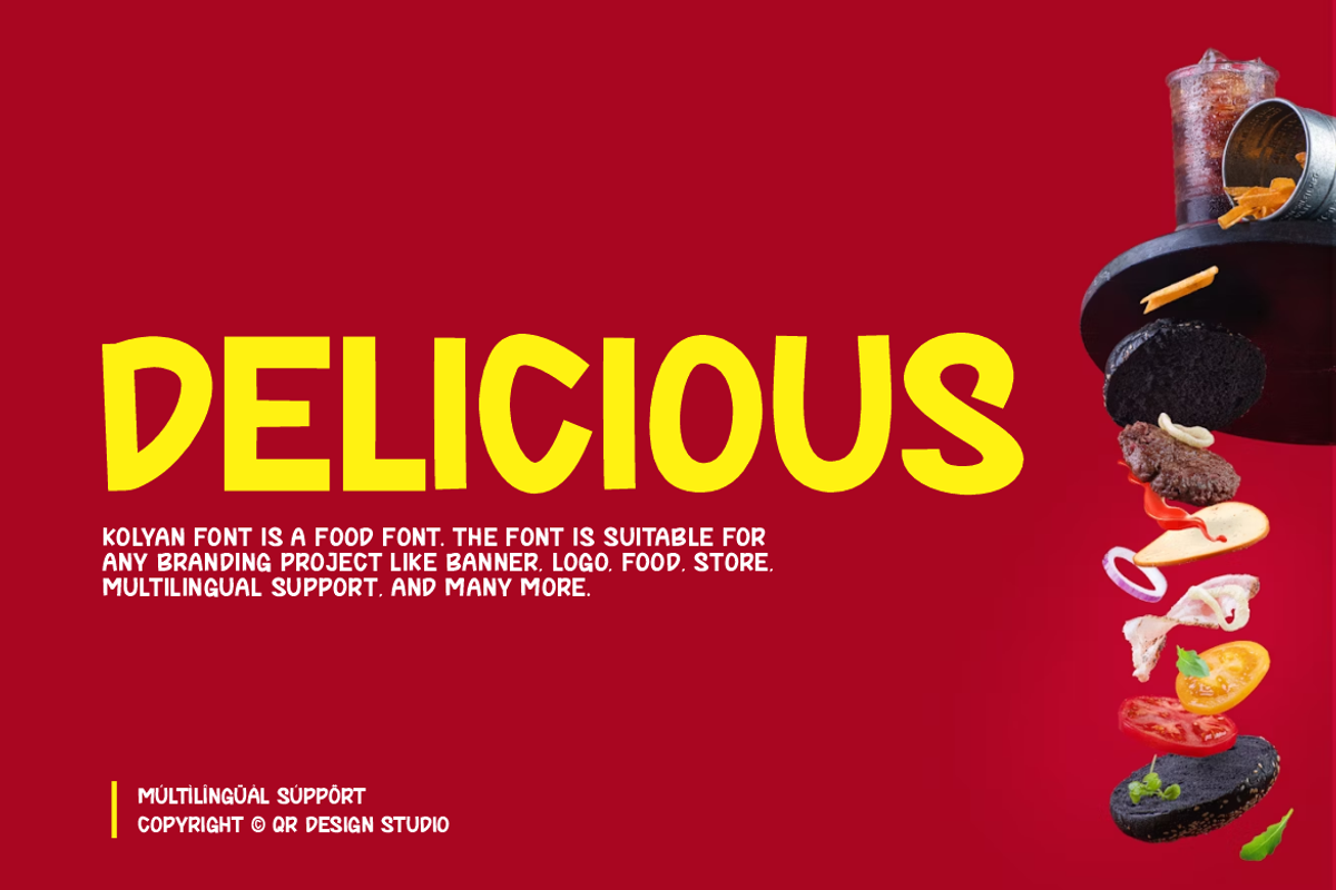 Kolyan - Food Font, a Sans Serif Font by QR Design Studio (Photo 2 of 13)