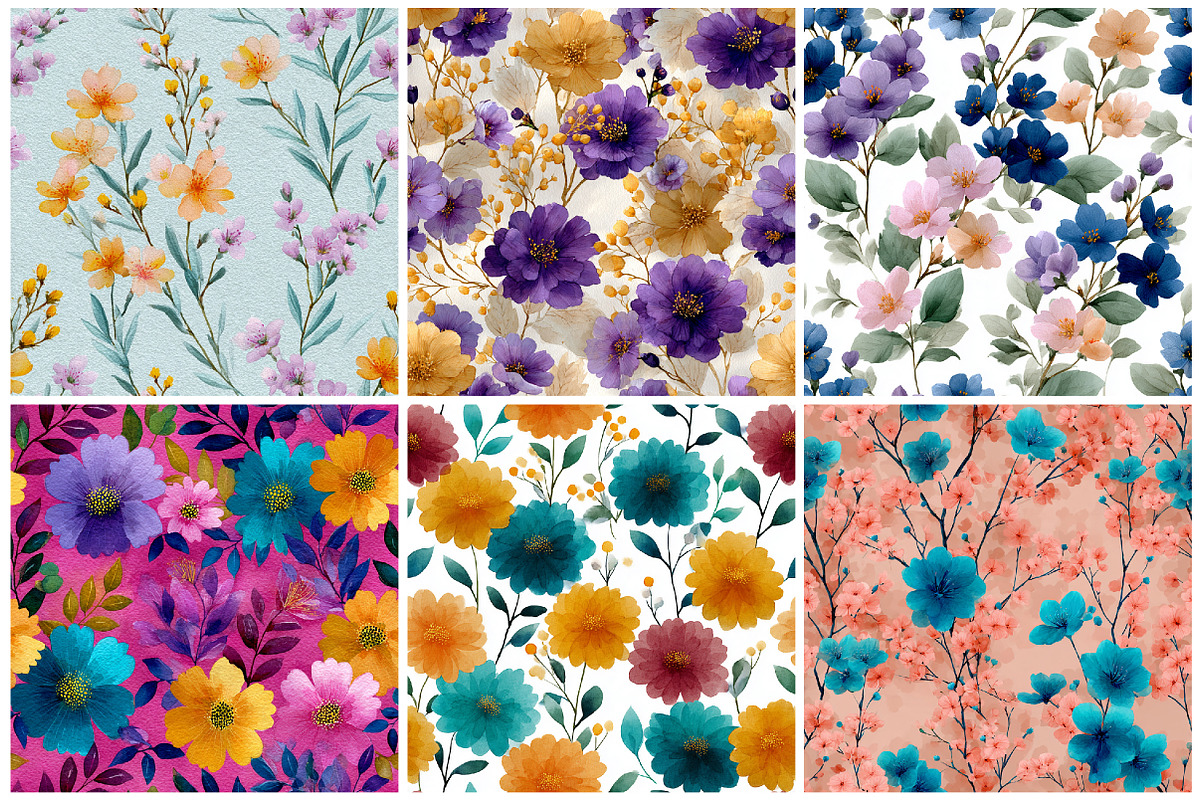 Pastel Floral Digital Paper Collecti, a Texture Graphic by CitraGraphics (Photo 3 of 6)