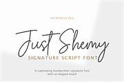 Just Shemy Signature Script Font, a Script Font by Typebae (Thumbnail 1 of 7)