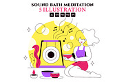5 Sound Bath Meditation Illustration, a Person Illustration by denayunebgt (Thumbnail 1 of 3)