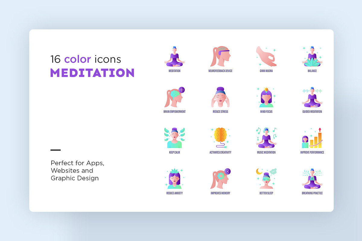 Meditation | 32 Icons Set Hand Drawn, an Outline Icon by Marina Silence (Photo 5 of 17)