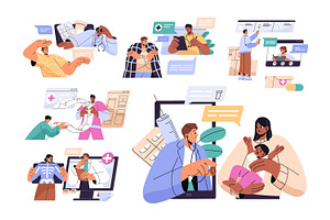 Online medicine, pharmacy store set, a Healthcare Illustration by PaperTrident