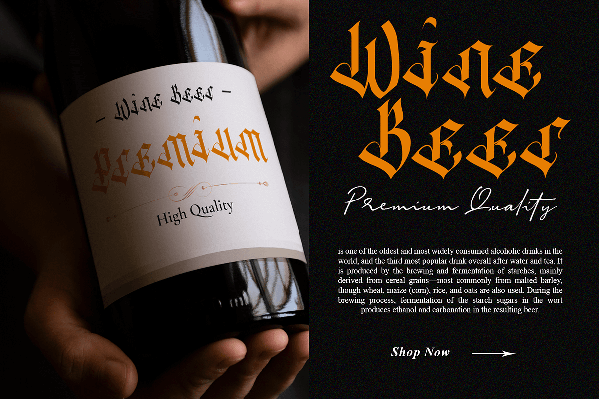 Black Ocean - Modern Blackletter, a Blackletter Font by overlaytemplates (Photo 3 of 6)