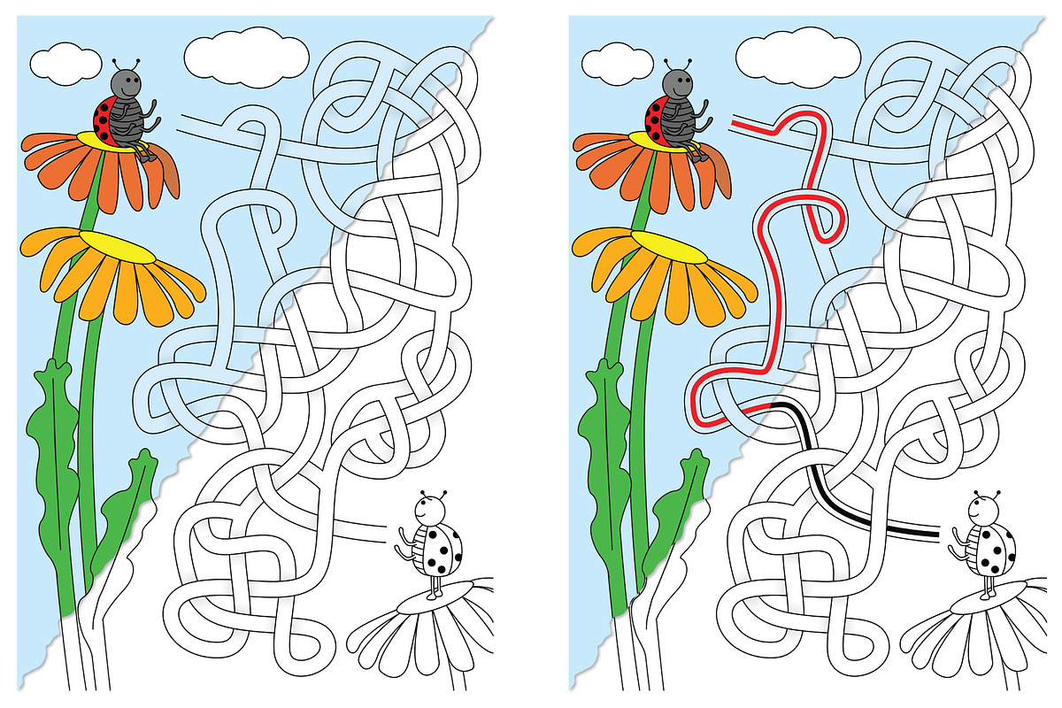 Set 125 - 8 Ladybug mazes, an Illustration by Little Bird (Photo 4 of 4)