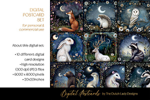 Animals Of The Magic Woodlands Cards, an Animal Illustration by The Dutch Lady Designs