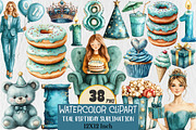 Teal Birthday Sublimation Clipart, an Illustration by Rose Art (Thumbnail 1 of 5)