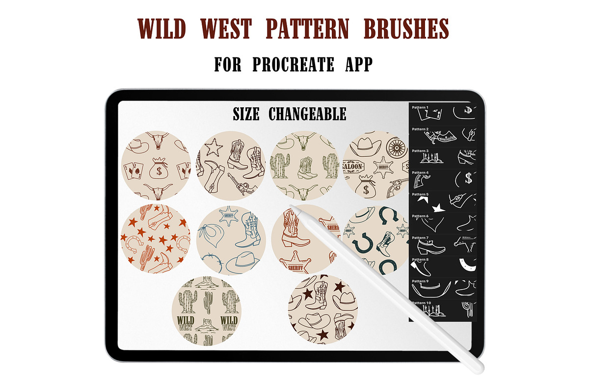 Wild West Procreate Brushes Stamps, a Brush Add-On by Brush Lab (Photo 8 of 9)