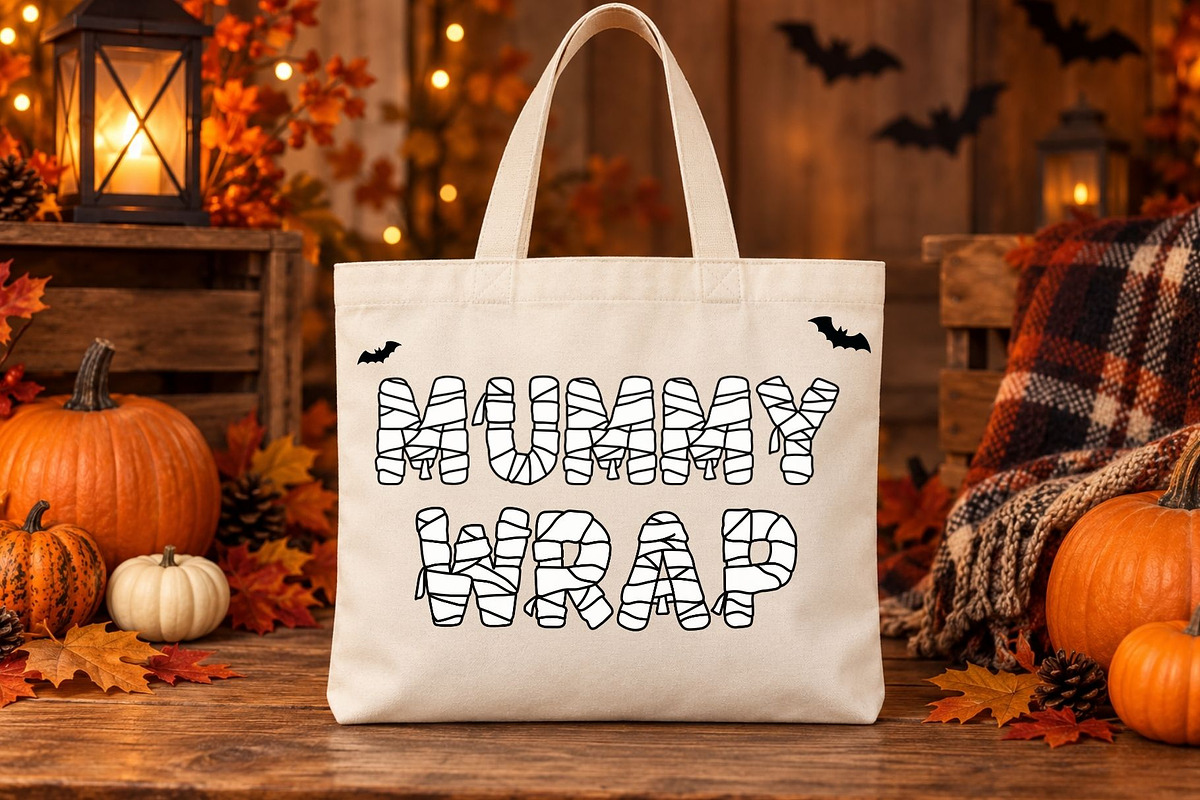 Mummy Wrap - Halloween Font, a Symbol Font by AnningArts (Photo 2 of 7)