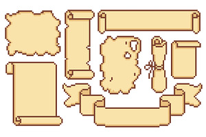 Pixel art game scrolls, vintage, an Object Illustration by art PVP - market