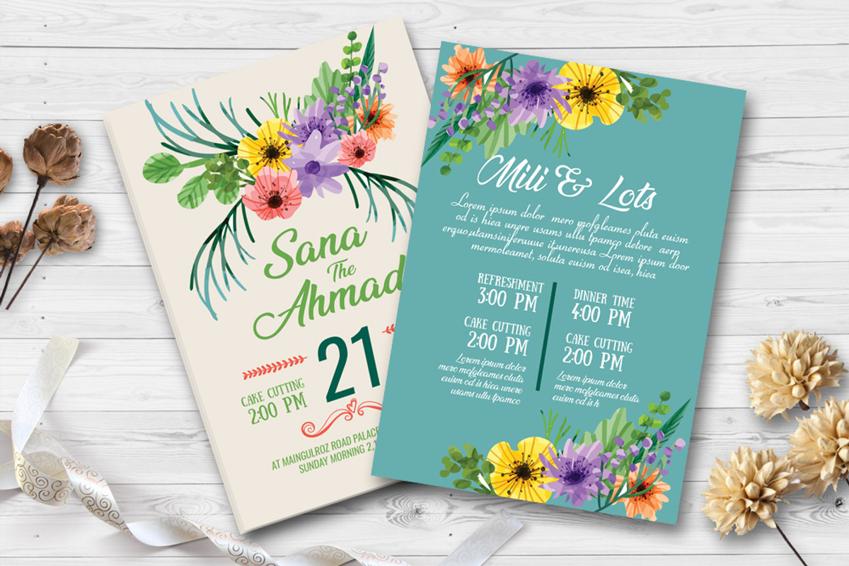 Double Sided Wedding Invitation Card, an Invitation Template by Business Flyers (Photo 1 of 2)